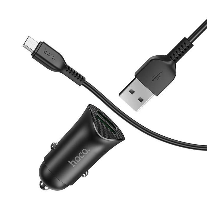 АЗП Hoco Z39 Farsighted QC3.0 18W (2USB-A) + кабель USB to MicroUSB