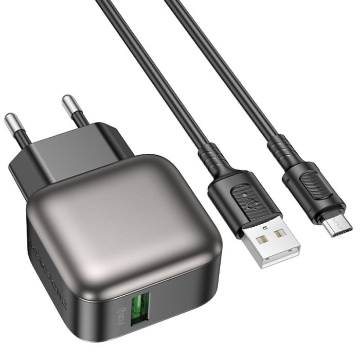 МЗП Borofone BAS52A Absolute QC3.0 18W (1USB-A) + кабель USB to MicroUSB
