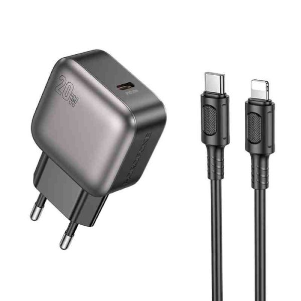 МЗП Borofone BAS53A Absolute PD20W (1USB-C) + кабель Type-C to Lightning