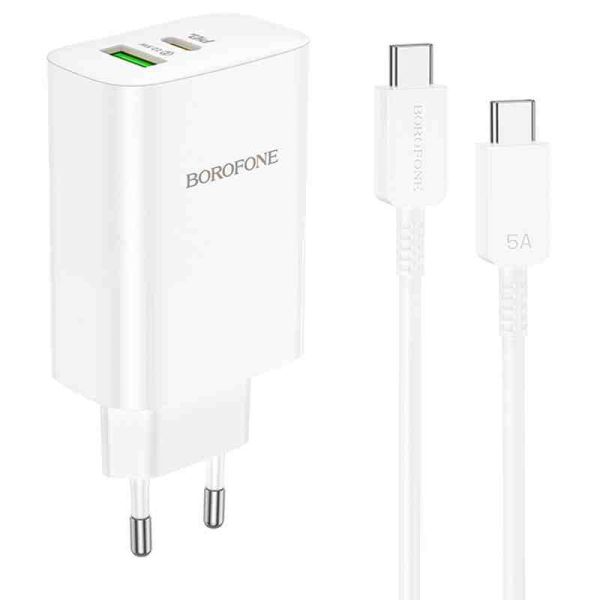 МЗП Borofone BN10 Sunlight PD65W (1USB-A/1C) + кабель Type-C to Type-C
