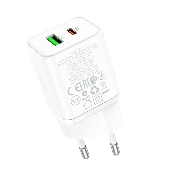 МЗП Borofone BN7 PD20W+QC3.0 (1USB-A/1C)