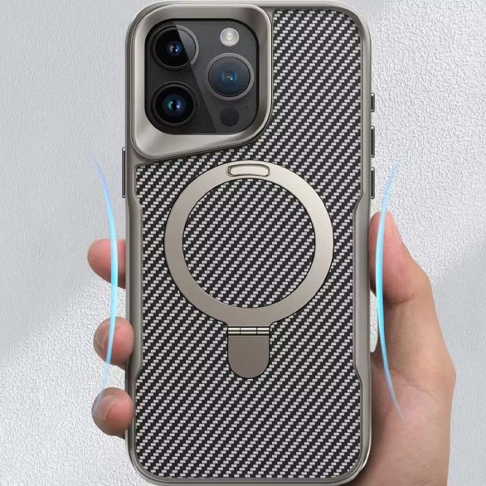 TPU+PC чохол Metal Buttons with MagSafe Carbon Ring для Apple iPhone 15 Pro (6.1")
