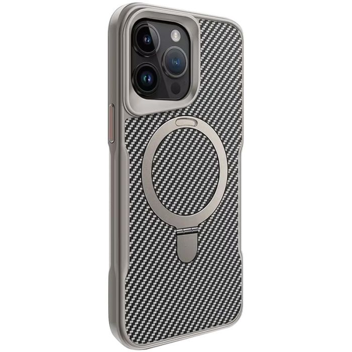 TPU+PC чохол Metal Buttons with MagSafe Carbon Ring для Apple iPhone 15 Pro Max (6.7")