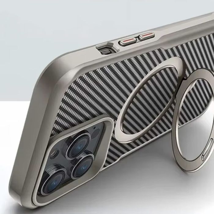 TPU+PC чохол Metal Buttons with MagSafe Carbon Ring для Apple iPhone 15 Pro Max (6.7")
