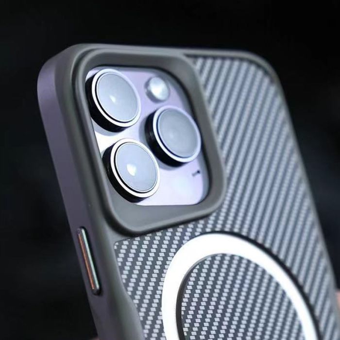 TPU+PC чохол Metal Buttons with MagSafe Carbon Ring для Apple iPhone 15 Pro Max (6.7")