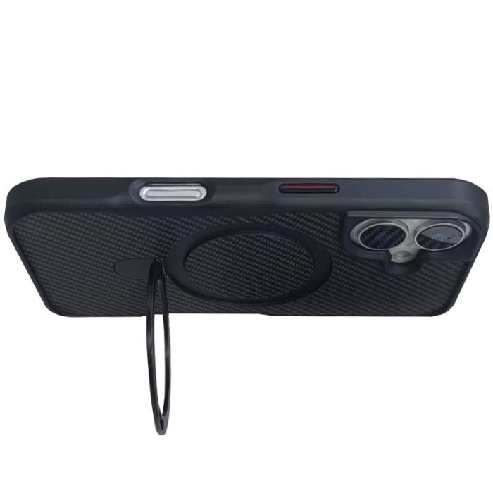 TPU+PC чохол Metal Buttons with MagSafe Carbon Ring для Apple iPhone 16 (6.1")