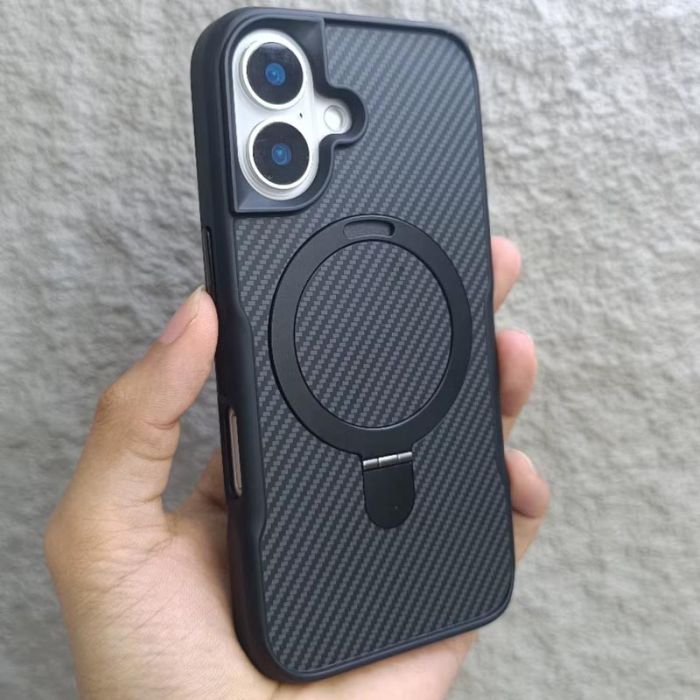 TPU+PC чохол Metal Buttons with MagSafe Carbon Ring для Apple iPhone 16 (6.1")