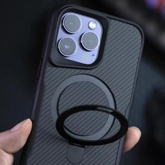 TPU+PC чохол Metal Buttons with MagSafe Carbon Ring для Apple iPhone 16 Pro Max (6.9")