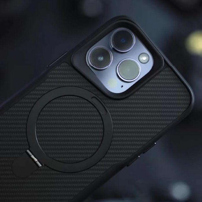 TPU+PC чохол Metal Buttons with MagSafe Carbon Ring для Apple iPhone 16 Pro Max (6.9")