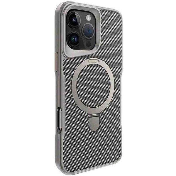 TPU+PC чохол Metal Buttons with MagSafe Carbon Ring для Apple iPhone 16 Pro Max (6.9")