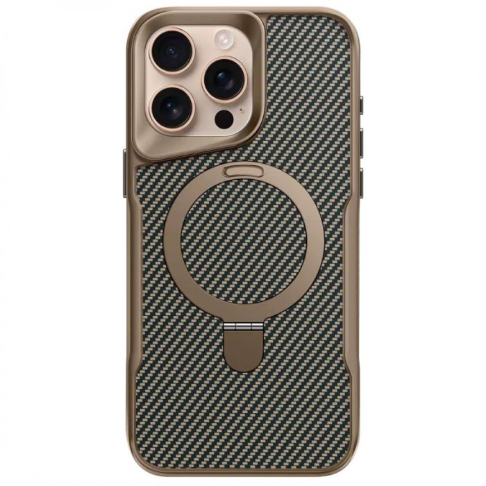 TPU+PC чохол Metal Buttons with MagSafe Carbon Ring для Apple iPhone 16 Pro Max (6.9")