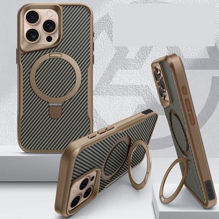 TPU+PC чохол Metal Buttons with MagSafe Carbon Ring для Apple iPhone 16 Pro Max (6.9")
