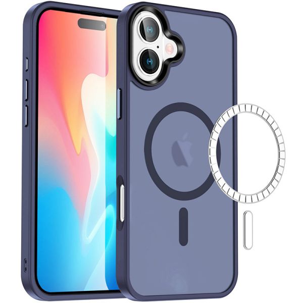 TPU+PC чохол Metal Buttons with MagSafe Colorful для Apple iPhone 16 (6.1")