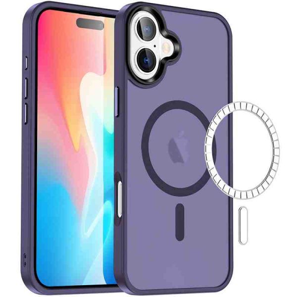 TPU+PC чохол Metal Buttons with MagSafe Colorful для Apple iPhone 16 Plus (6.7")