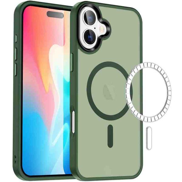 TPU+PC чохол Metal Buttons with MagSafe Colorful для Apple iPhone 16 Plus (6.7")
